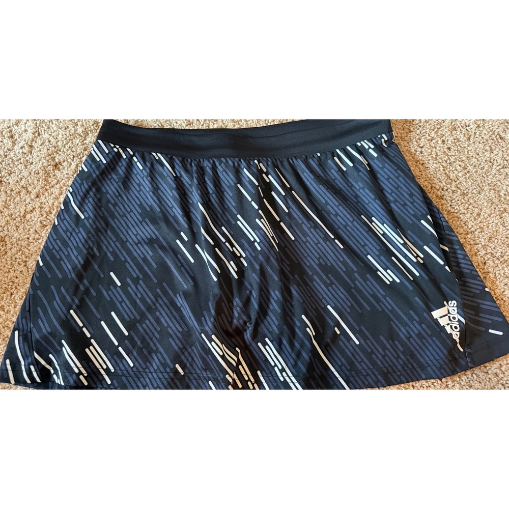 Adidas Climalite Skort Womens Medium Black Navy Blue Abstract Dash Tennis Skirt